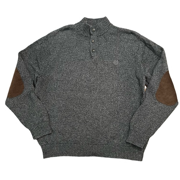 CHAPS Pullover Sweater | Men’s XXL | Gray with Brown Corduroy Patches at Sleeves - Picture 1 of 11